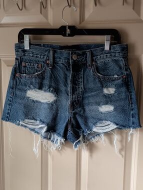 Aeropostale Distressed Dark Blue Denim Cutoff Shorts
